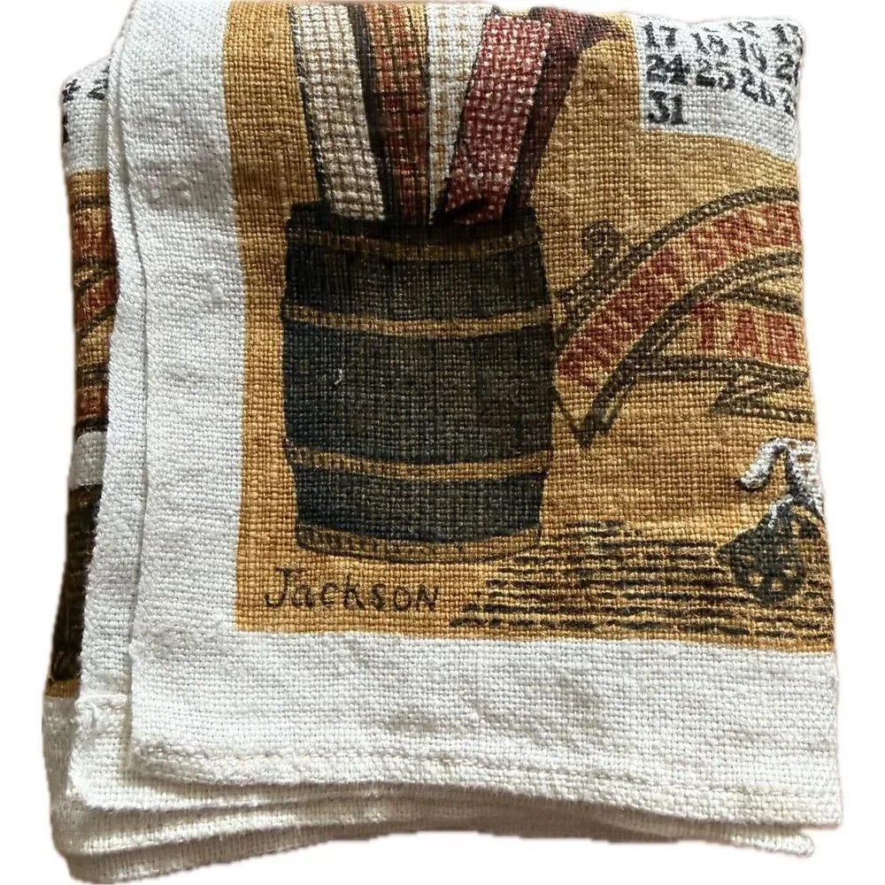 1971 Kay Dee Country Store Linen Cloth Kitchen Calendar Tea Towel NWOT